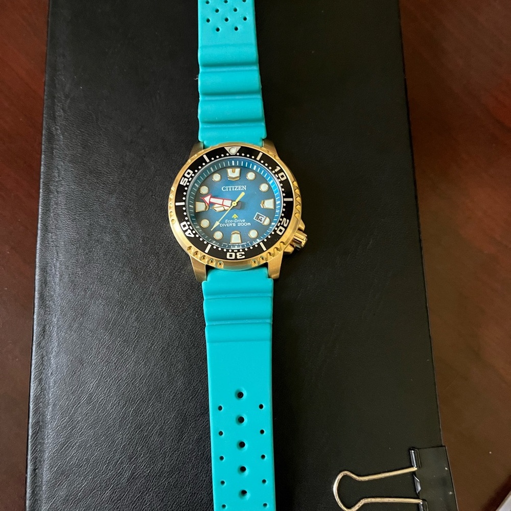 Citizen Gold and Blue Watch with Turquoise Band